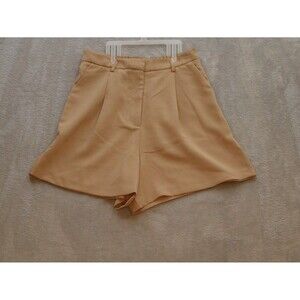 All in Favor Khaki Pleated High Waisted Shorts w/ Pockets Size Small